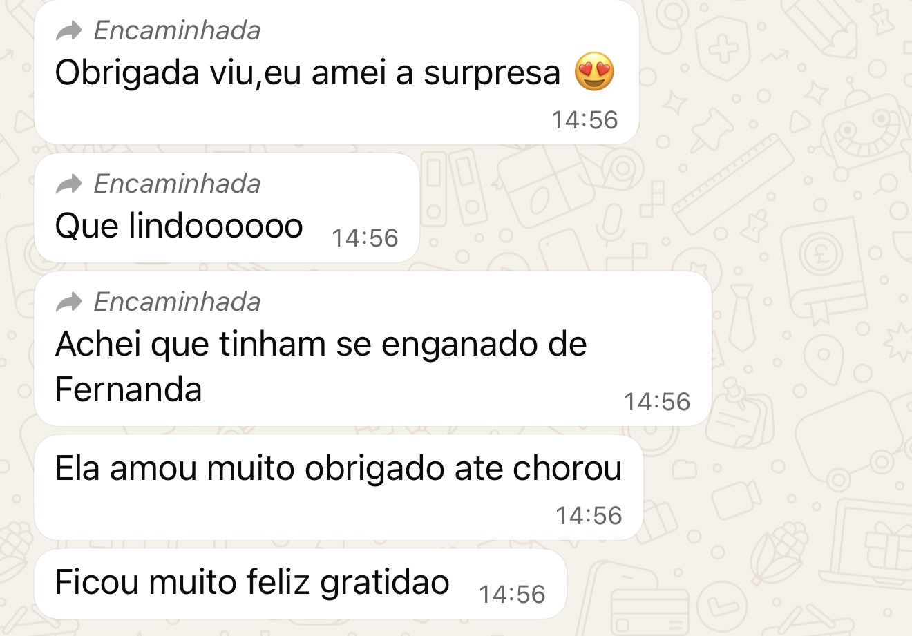 Print de agradecimento de cliente da Aflorar
