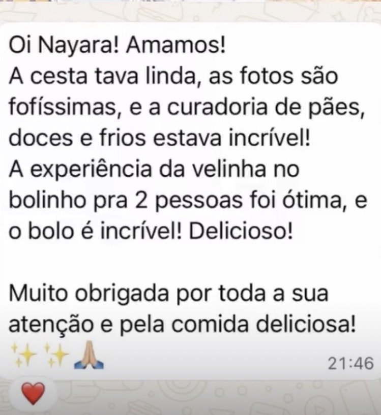 Print de agradecimento de cliente da Aflorar